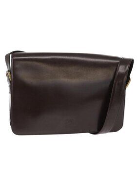 Authentic LOEWE Anagram Shoulder Bag Leather Brown Gold